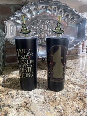 Wicked Elphaba YOU SAY WICKED LIKE ITS A BAD THING Black Tumbler 24 oz. Straw